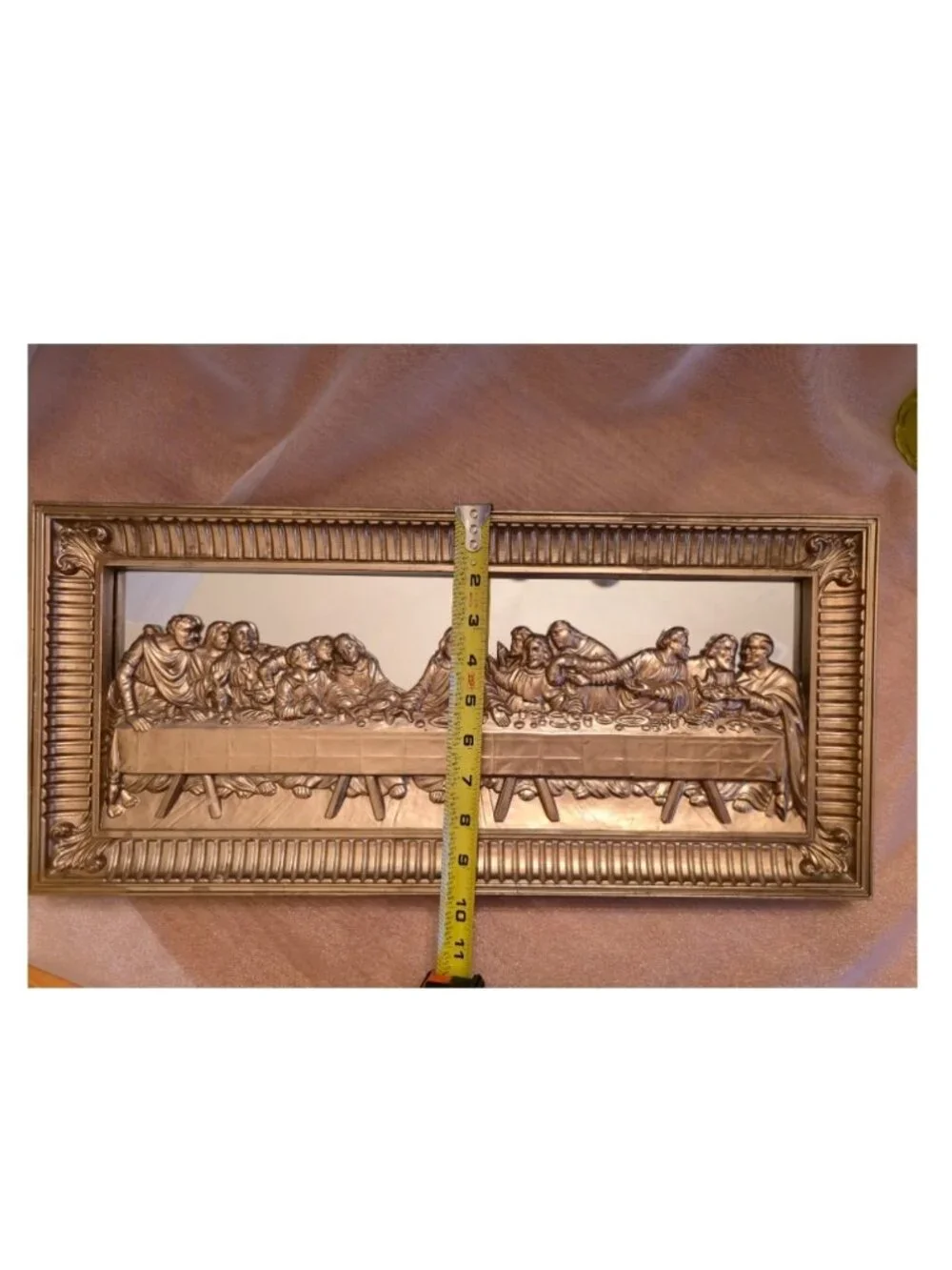 Vintage Home Interior Last Supper 3D Gold Mirror Wall Christian Religious Art